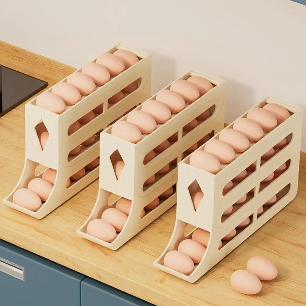 

Automatic Scrolling Egg Rack Holder Storage Box Egg Basket Food Containers Egg Case Holder Refrigerator Storage Organizer