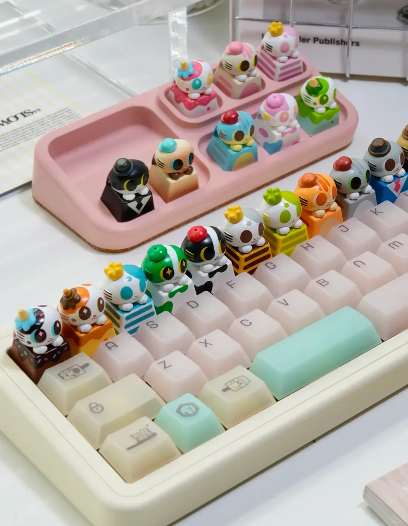 

Натуральная глухая коробка для клавиш на кончиках пальцев, модная серия для игр с изображением кота, милое зернистое механическое украшение для клавиатуры, милый маленький подарок