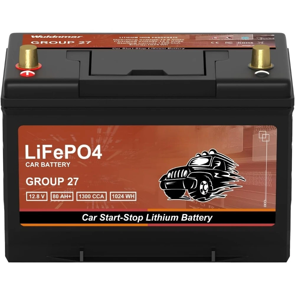 

High Performance G27 12V 80AH Lithium Car Start-Stop Battery with 1300CCA and 60 Month Warranty