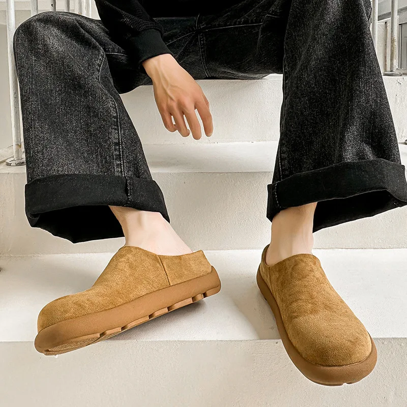 Men's Shoes 2025 New Style Men's Shoes Baotou Half Tow Lefu Shoes Men's Outerwear Casual Boken Shoes