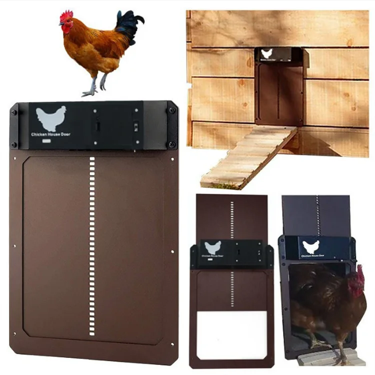 

IPX3 Waterproof Pet Door, Aluminum Alloy Smart Timer Auto-Lift Chicken Coop Gate for Pigeons