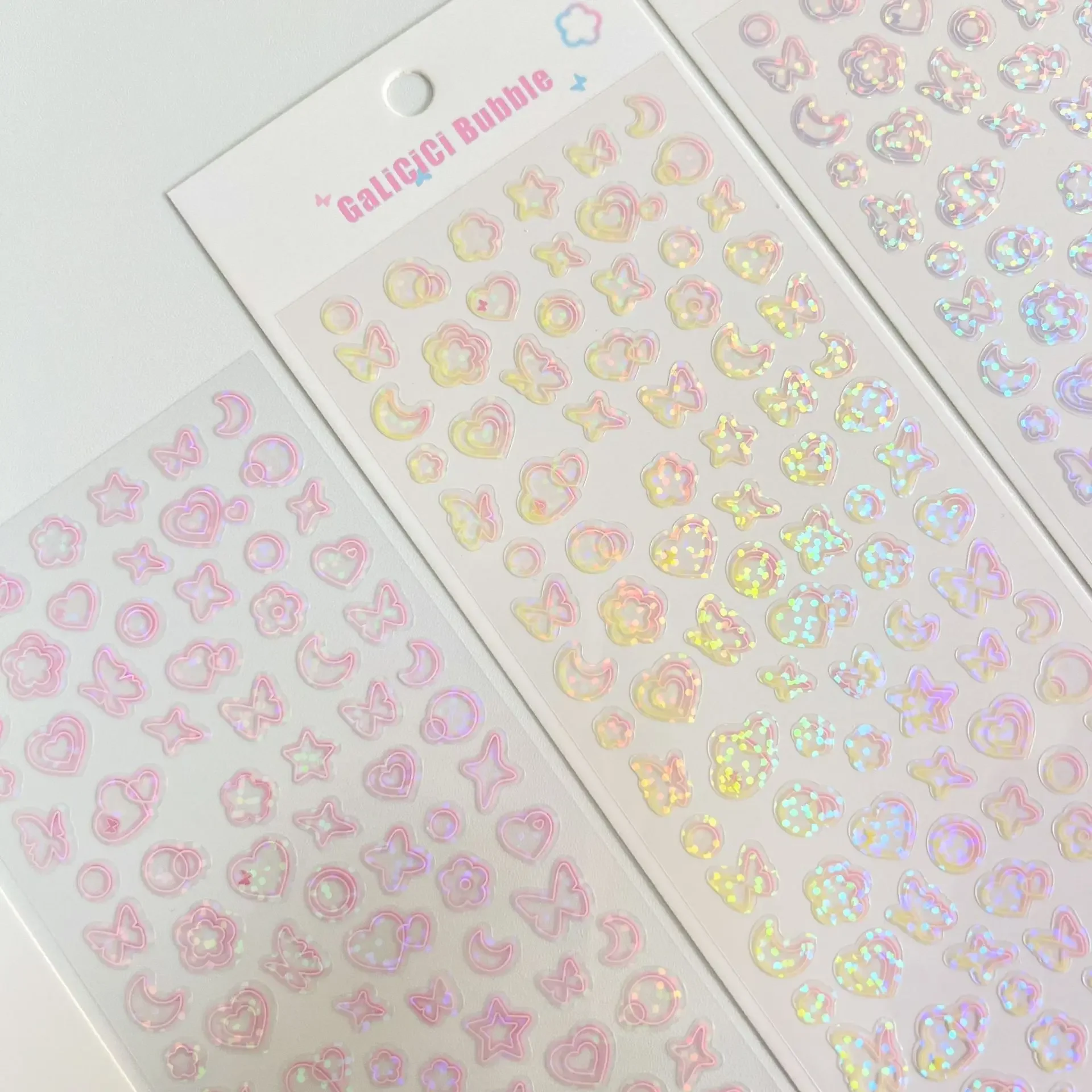 1 Pc Cute Bubble Butterfly Pattern Sticker Gradient Transparent Kpop Idol Photo Card Toploader Deco DIY Scrapbooking Journaling