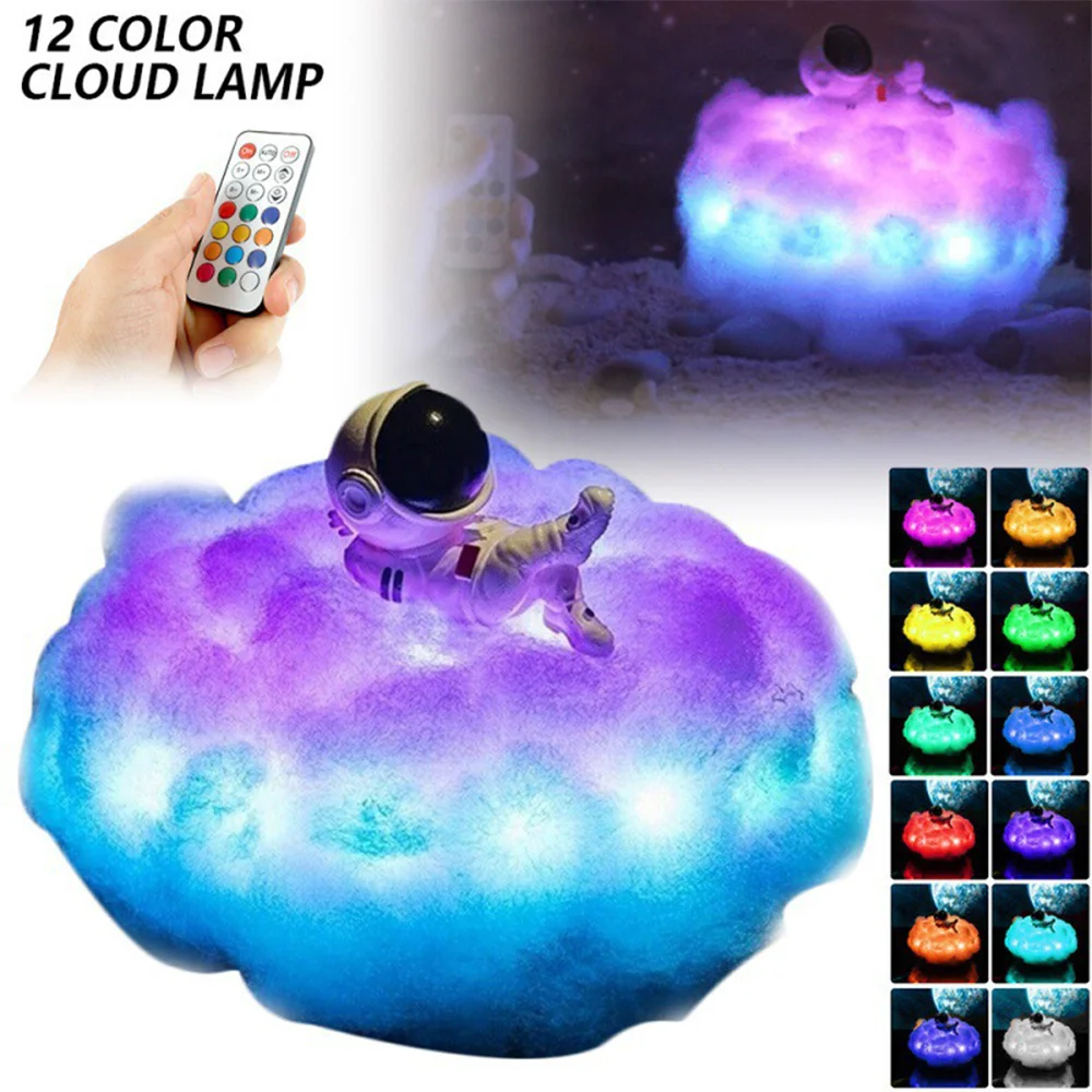 Astronaut führte Wolken lampe mit Regenbogen effekt, bunte Lichter für Schlafzimmer, Raum dekorationen, coole Sachen, Geburtstags geschenke für Kinder