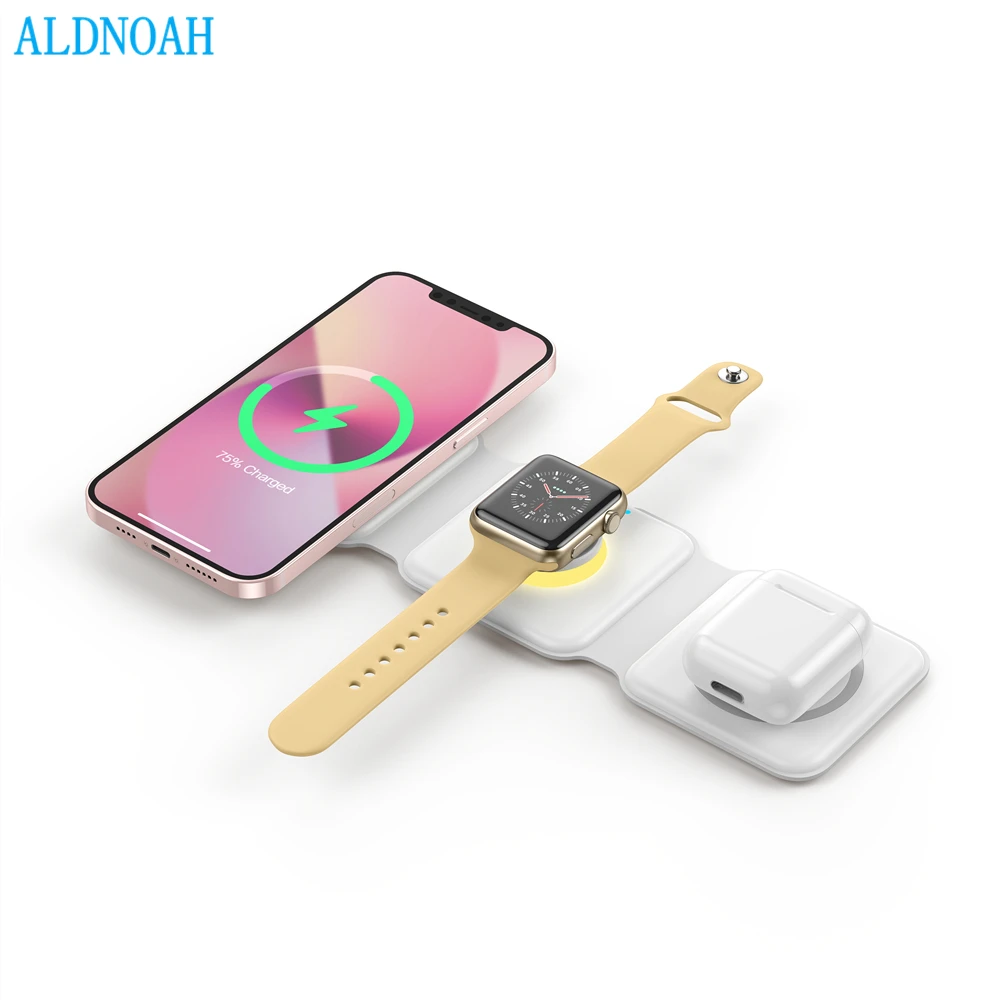 

Magnetic 3 in 1 Fast Wireless Charger 15W Foldable Charging Station for iPhone 13 12 Pro Max Mini iWatch 7 6 SE AirPods 2 3 Pro