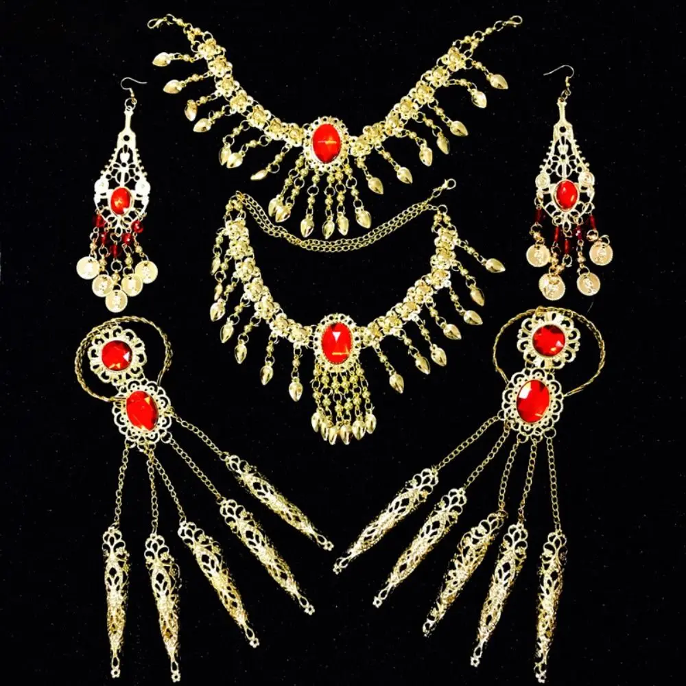 Belly Dance Jewelry Vintage Bohemian Indian Jewelry Sets Professional Performance Dance Necklace Earrings Hair Accessories