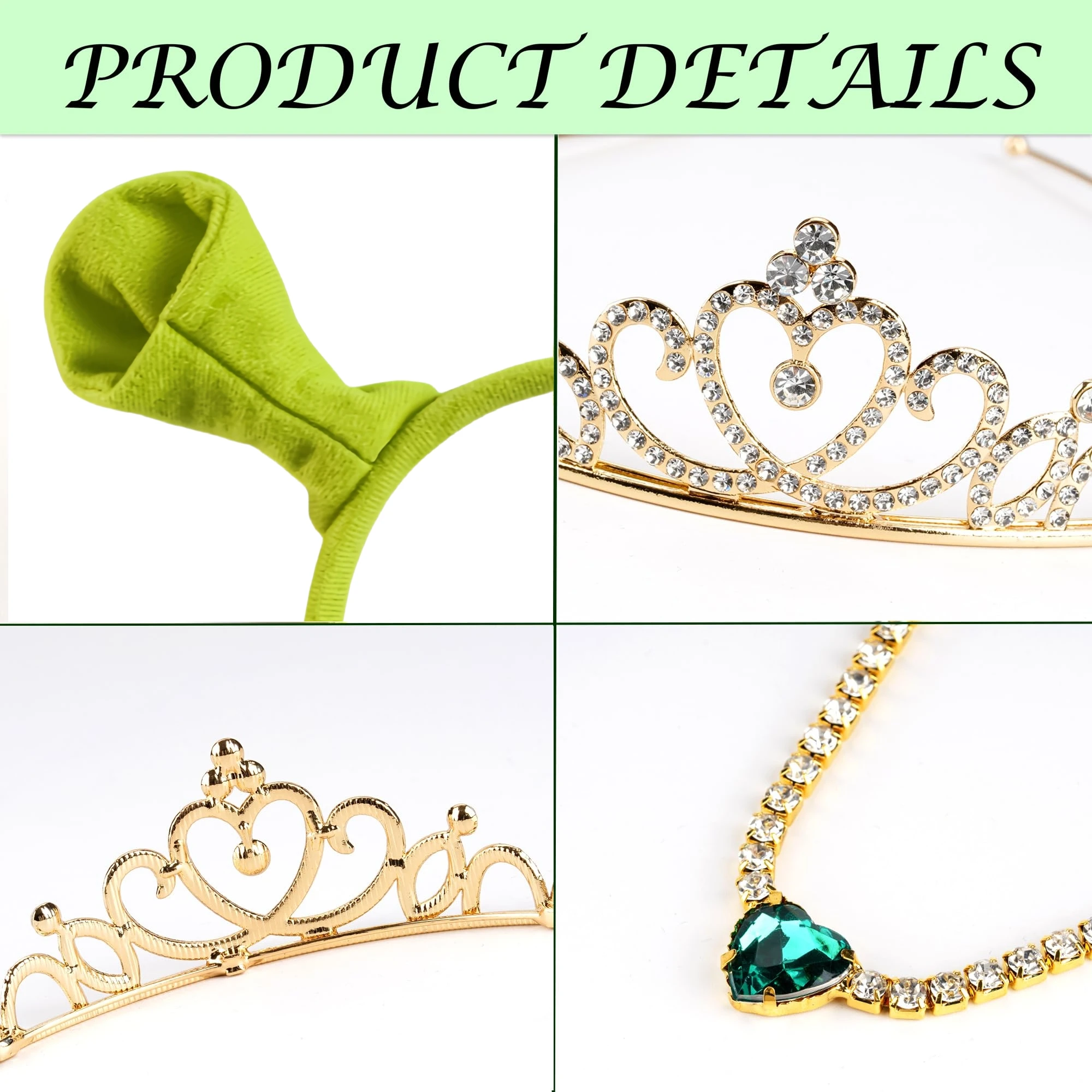 Fiona Cosplay Crown Headband With Ear Costume Accessories Disguise for Adult Women Female Fantasia Halloween Carnival Props