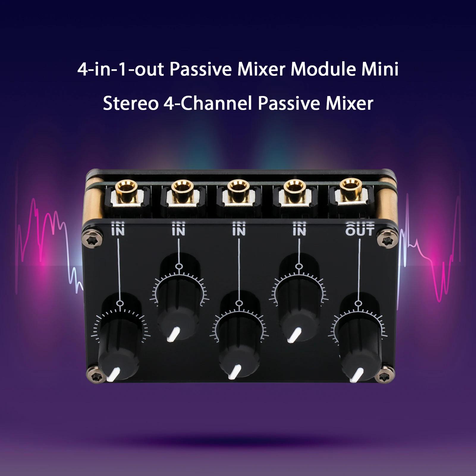 Mini Stereo 4-Channel Passive Mixer 4-in-1-out Passive Mixer Module 4 Audio Input to 1 Output Ultra Compact Audio Mixer