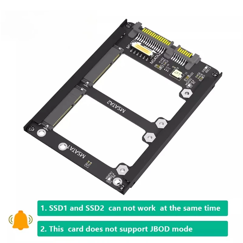 

Dual mSATA to SATA 3.0 Expansion Card 6Gbps SSD Adapter