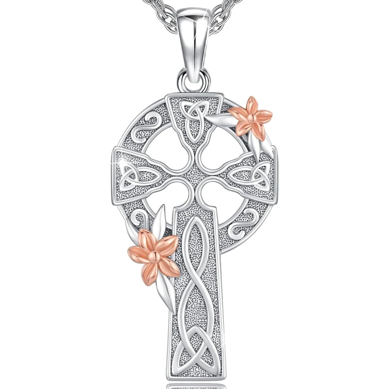 

Celtic Cross Necklace for Men Women 925 Sterling Silver Celtic Cross Pendant Evil Eye Necklace Irish Trinity Knot Jewelry