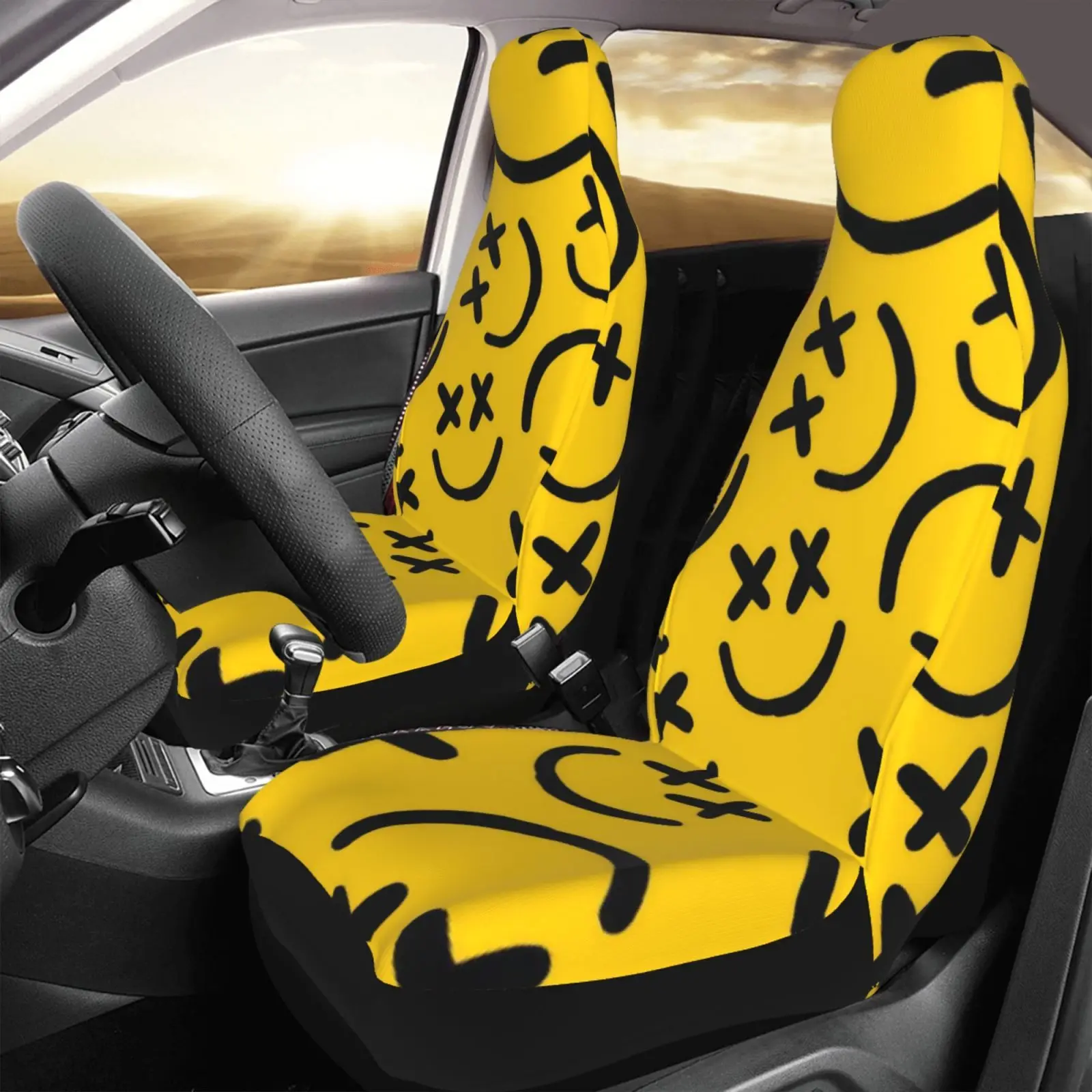 

-1pc/2pcs - [Smiling Style Pattern Print] - Luxury Front Covers For - High-End Comfort, Universal Fit, Durable, Machine Washable