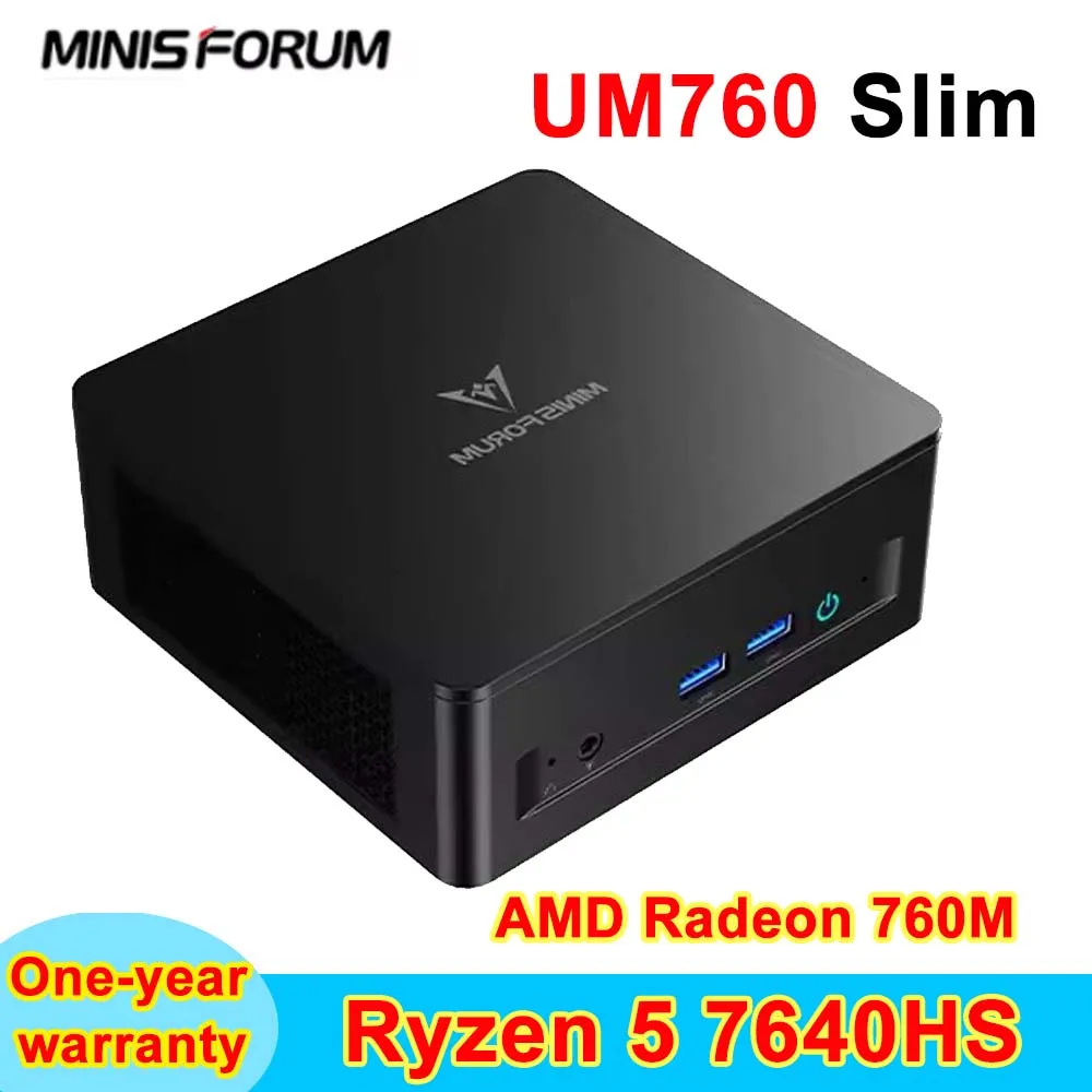 كمبيوتر صغير نحيف UM760 من MINISFORUM Ryzen 5 7640HS Windows 11 Pro TDP 60W DDR5 5600MT/s WiFi 6E BT5.2 USB4 كمبيوتر مكتبي للألعاب