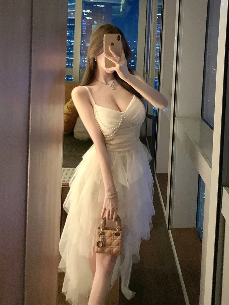 

Unique Lace Splice V-Ne Strapl Dr Irregular Tulle Birthday Dr Pure Desire Sle Soft Medium Elastici Autumn Winter