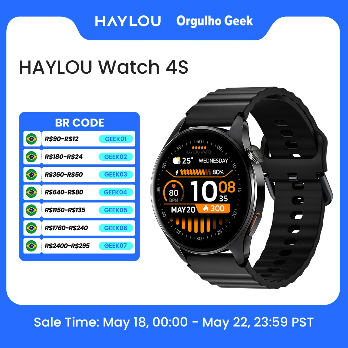 Foto detalhada de Relógio HAYLOU 4S GPS Smartwatch com Tela HD AMOLED de para bancada de manutencao B2B