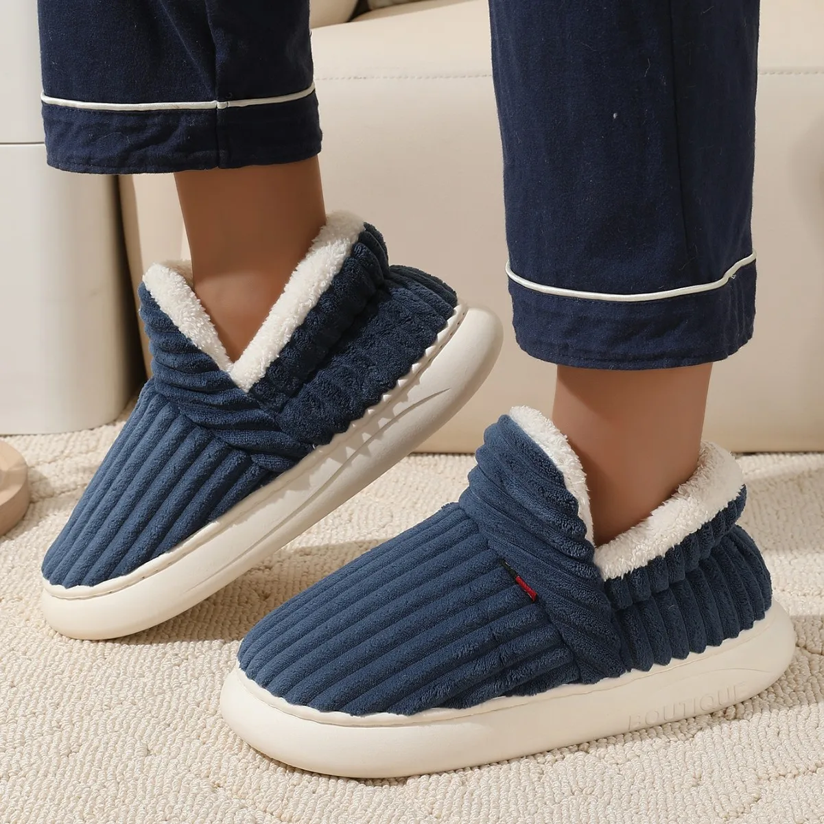 2026 Winter Damen Hausschuhe Kurze Plüsch Herren Baumwollstiefel Flauschige Indoor-Hausschuhe Herren Lässige Weiche Pelz-Hausschuhe Herrenschuhe – Detail 15