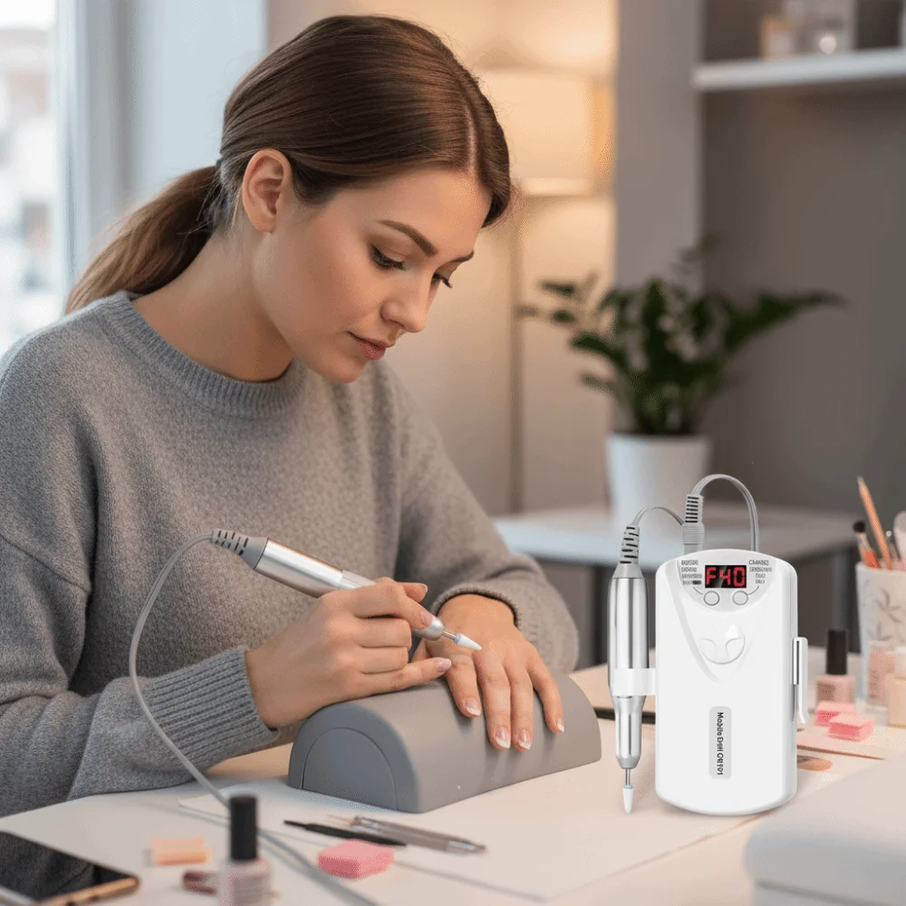 Professional Nail Drill Machine with Drill Bits Low Noise Electric Nail Polisher Dead Skin Removal Multi-functional