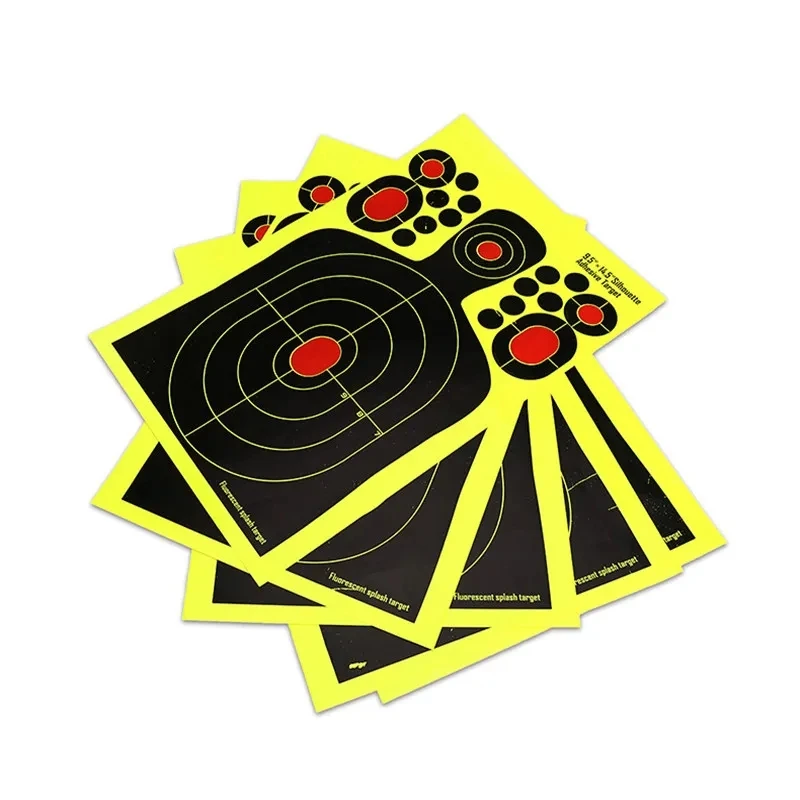 5Pcs Green Fluorescent Target Paper Gun Shooting Target Shooting Stickers Practice Reactive Sputtering Shooting Rifle Stickers