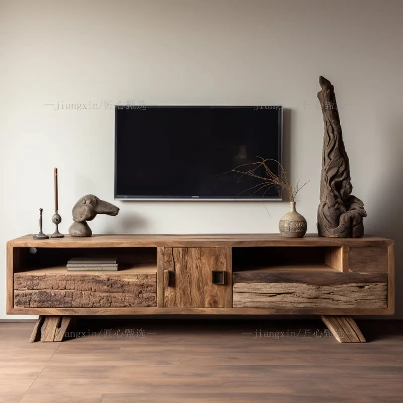 Solid Wood Legs Tv Stand Retro Storage Full Equipped Tv Cabinets Mid Century Living Room Meuble De Television Home Accessories