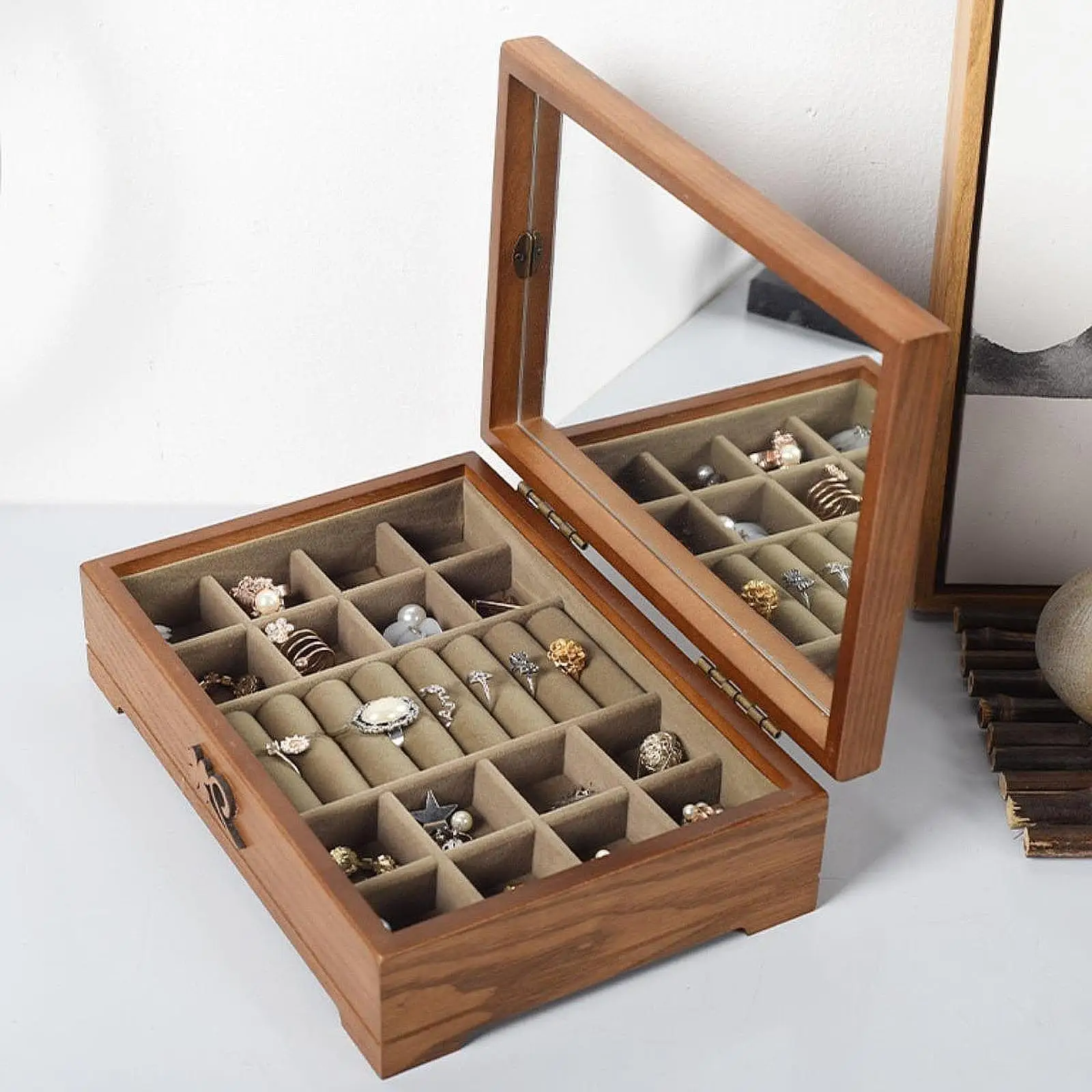 

Деревянная шкатулка для драгоценностей, шкатулка на память, многофункциональный настольный органайзер для ювелирных изделий