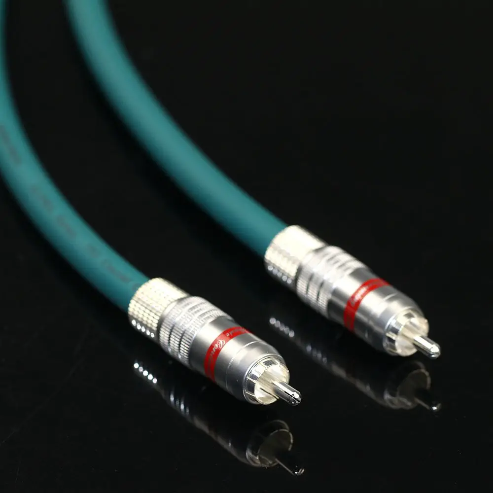 The original FURUTECH FX-Alpha-Ag sterling silver 75 ohm coaxial audio digital cable is connected to the silver plated CMC plug