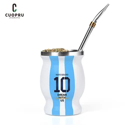 Yerba Mate Cup com Bombilla Straw, Tea Gourd Caneca e escova de limpeza, Argentina Número 10