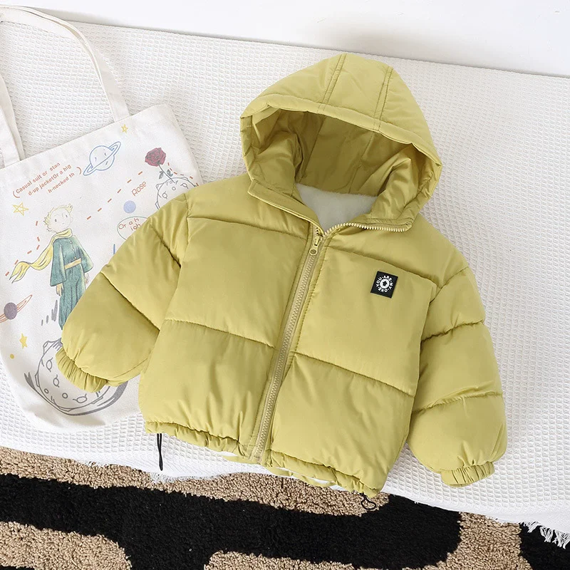 أطفال أسفل سترات قطنية الخريف الشتاء سميكة مبطن ملابس خارجية في سن المراهقة الصوف الدافئة مقنعين معاطف سترة ملابس الأطفال 3-10 سنوات