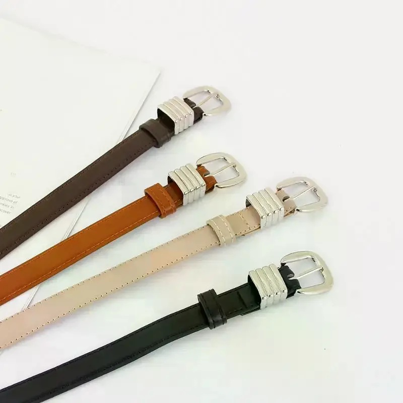 Retro Korean Style PU Leather Belt Simple Versatile Pin Buckle Thin Belt Waist Belt Dresses Decoration