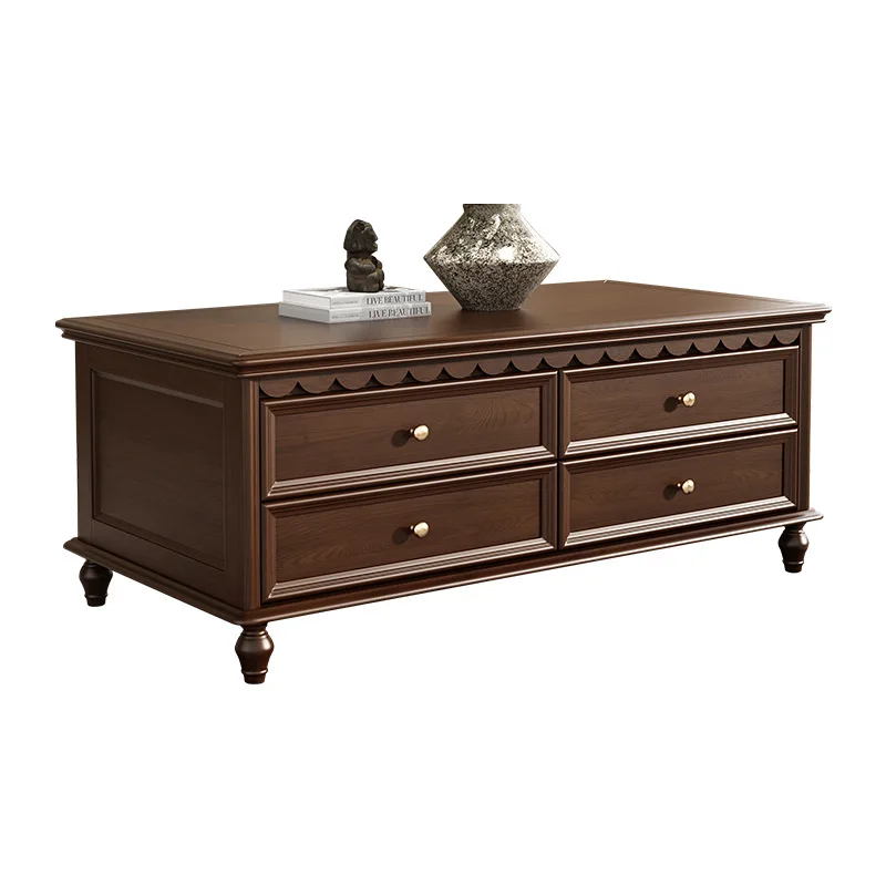Coffee table TV cabinet combination retro pastoral French style villa living room rectangular coffee table