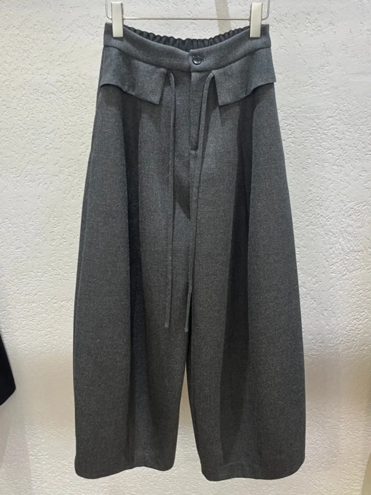 Herfst Winter Thiened Wollen Wijde Pijpen Broek Koreaanse Sle Afslankende Fce Dames Faionable Losse Mesbroek