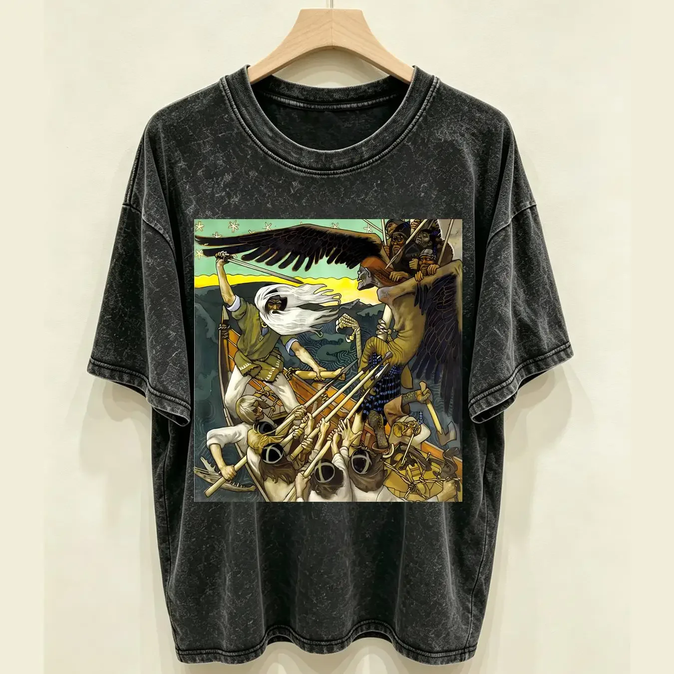 washed T Shirt The Defense of Sampo Akseli Gallen Kallela Art Symbolism for Her Him Lover vintage Washed Versatile graphic