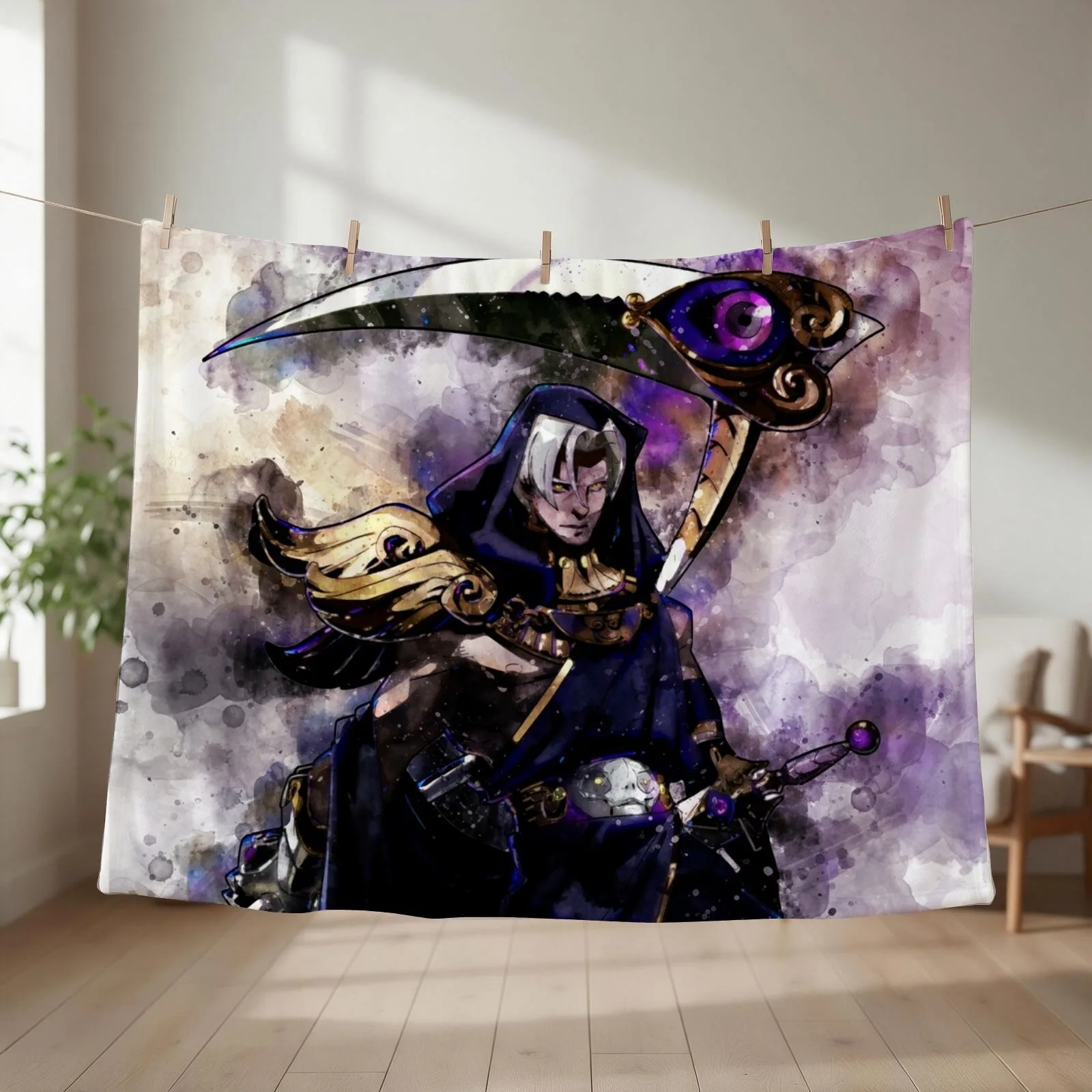 Thanatos - Hades (Watercolor) Throw Blanket couch cozy soft plush fuzzy picnic outdoor blanket