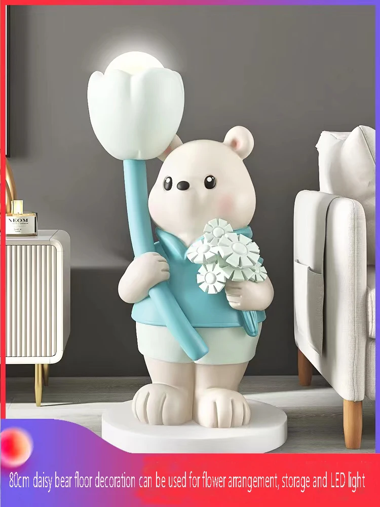 80cm Daisy Bear Floor Decoration Home Decor Accessories Kawaii Animal Figure Luxury Living Room Storage Ornament Holiday Gifts