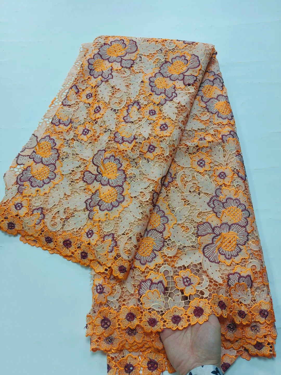 

Роскошная нежная мягкая хлопчатобумажная ткань с множеством камней — элегантное высококачественное лазерное кружево для свадебного и вечернего платьяU_Ge6978