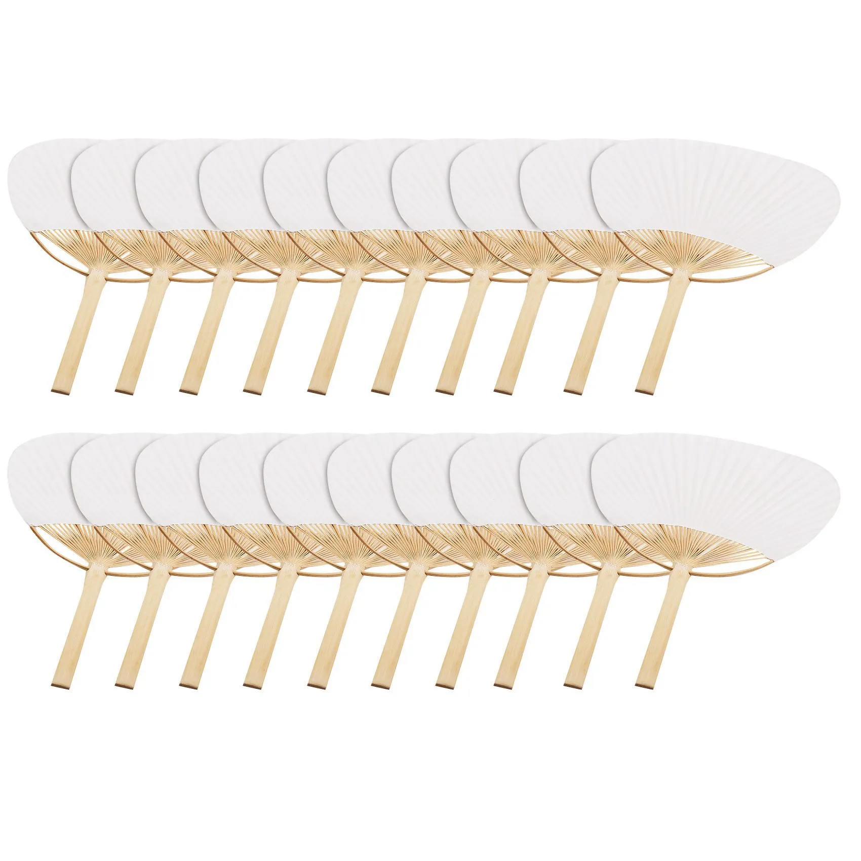 

ABYN-60Pcs Pure White Bamboo Handle Blank Calligraphy Painting Blank Group Fan Fan Fan White Fan