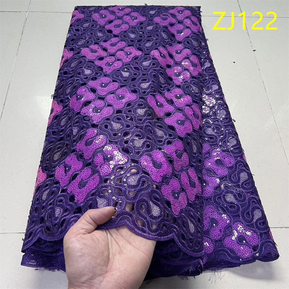 2026 NEW High Quality African Nigerian Tulle Lace Fabric Embroidery Party Dress Sequins French Guipure Fabric For Sewing 5Yards view 6