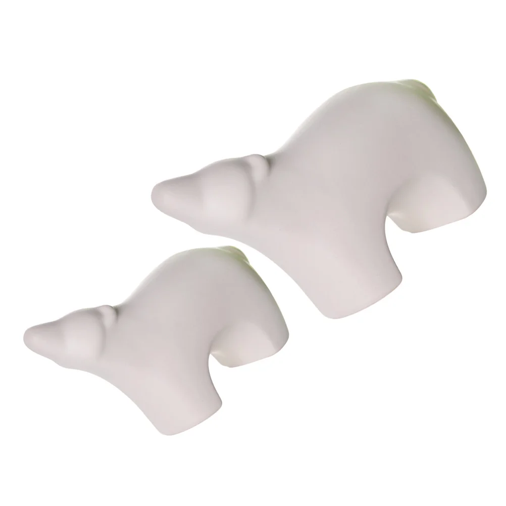 

2Pcs Polar Bear Statue Premium Ceramic Simulated Animal Decor for Home Office Desktop Large and Small Size Ornament