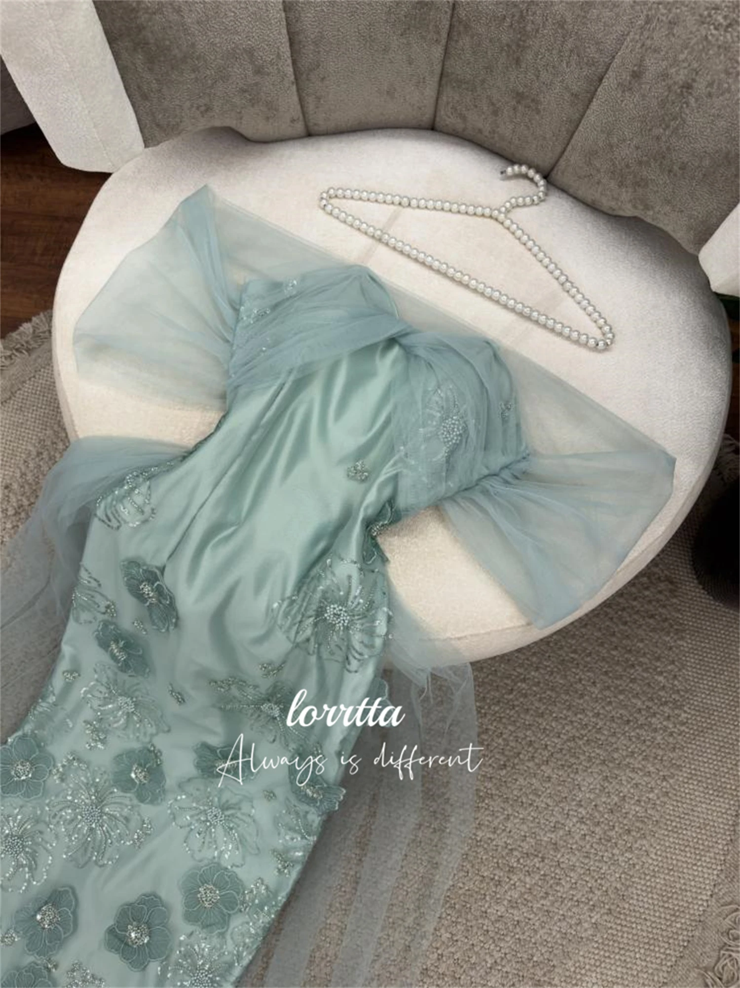 Lorrtta Graduation Gown Satin Eid Dress 3D Flower Decoration Mesh Evening Wedding Party Dresses for Special Events Ball Gowns