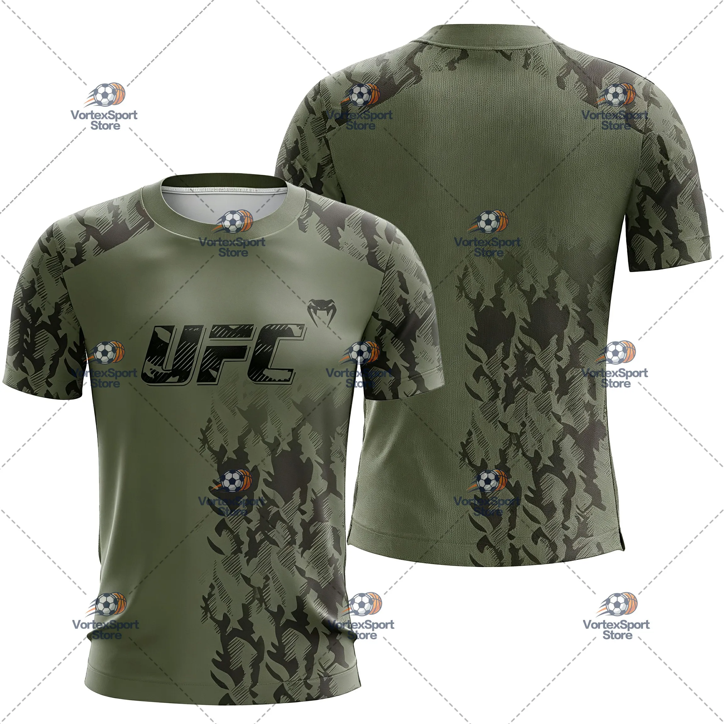 Kinder- und Herren-UFC-Box-T-Shirt, schnelltrocknend, alle Größen, Kurzarm, O-Ausschnitt, Camouflage-Farbe, Boxtraining, Fitness-Jersey – Detail 4