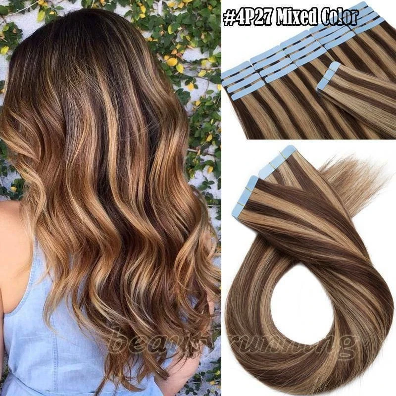 human-remy-hair-tape-in-weft-20pcs-18inch-straight-p18-613-30-hair-wig-add-length-body-office-everyday-wholesale