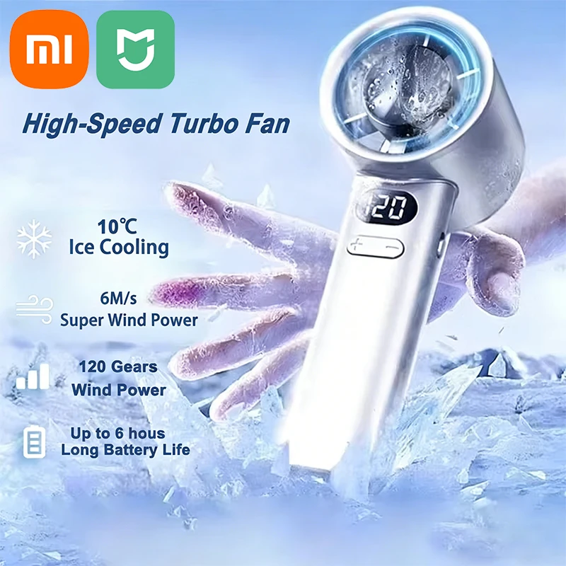 

Портативный мини-вентилятор Xiaomi 3000 мАч с функцией ледяного компресса, высокоскоростным охлаждением, USB-зарядкой и LED-дисплеем