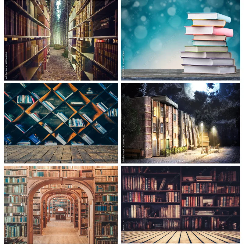 

Vintage Bookshelf Book Library Photography Backdrops Portrait Photo Background For Photo Studio Props SJSB-02