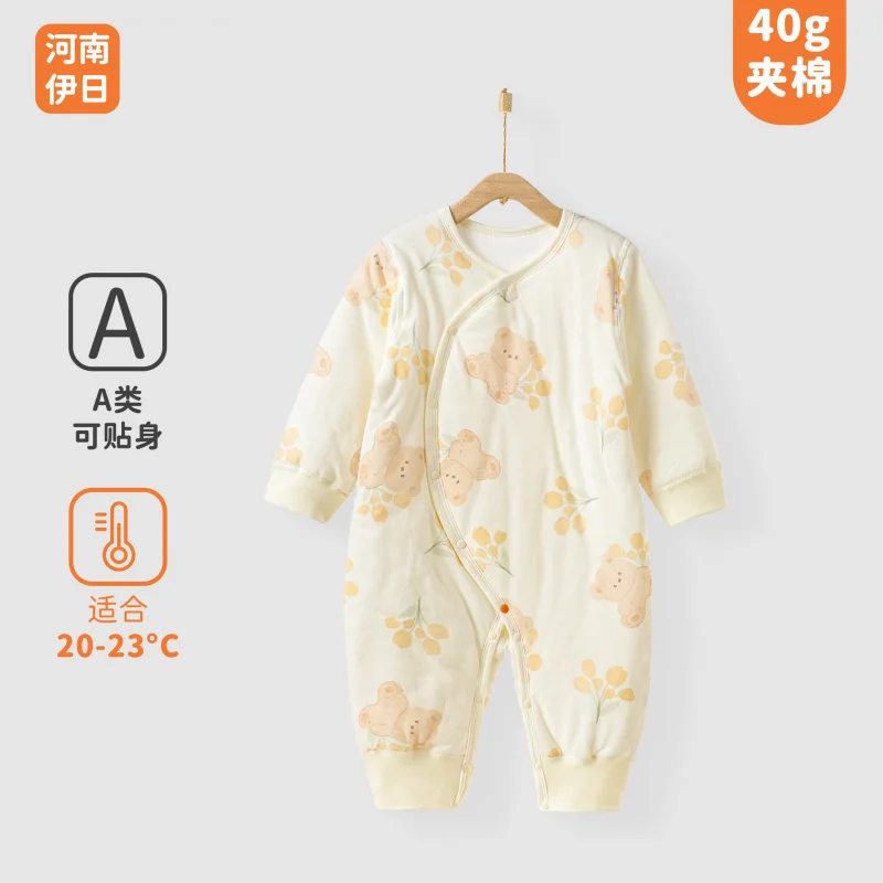 

Yi Rijia детский цельный костюм на осень и зиму40 г стеганая двухслойная хлопковая куртка с защитой живота одежда для новорожденных Baby Ro