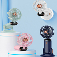 Handheld Mini Fan & Sucker Foldable Portable Desk Outdoor Neck Hanging 5 Speed Rechargeable Fan Display For Desk Bathroom Gym