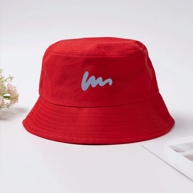 Cotton Blue Wave Line Print Bucket Hat Summer Fisherman Cap Nautical Seaside Sun Hat Outdoor Beach Cap for Men Women Breathable