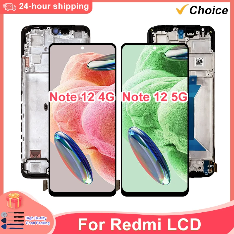 AMOLED For Xiaomi Redmi Note 12 5G LCD 22111317I 22111317G Display Screen Touch Panel Digitizer For Redmi Note 12 LCD Global