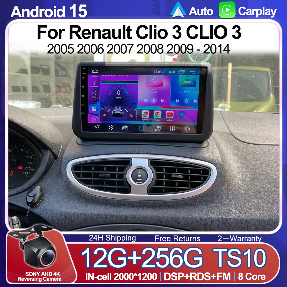 

Android 15 Car Radio For Renault Clio 3 CLIO 3 2005 2006 2007 2008 2009 - 2014 Wireless CarPlay Multimedia Video Player GPS 5G