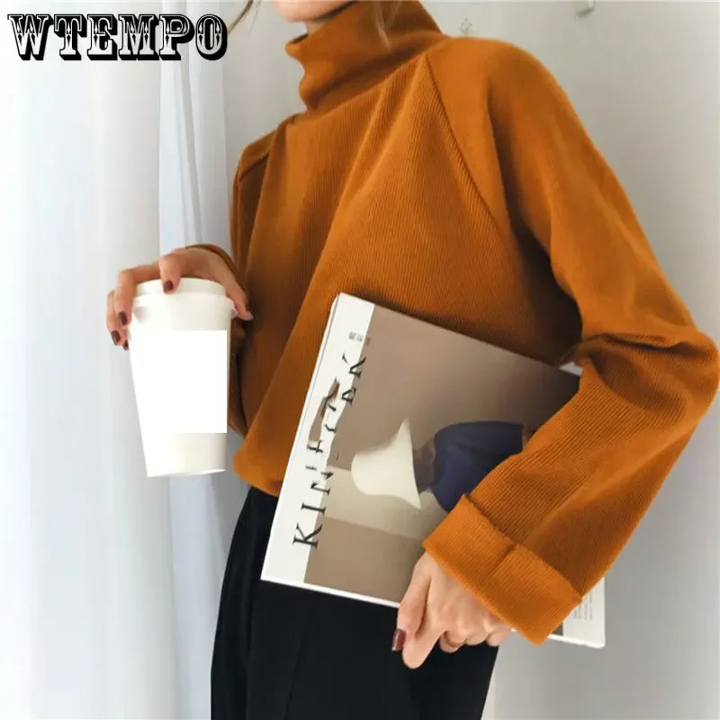 Turtleneck Jumper Sweater Women Warm Thin Knit Loose White Pullover Knitted Basic Spring and Autumn Top Pulls Sueter Mujer