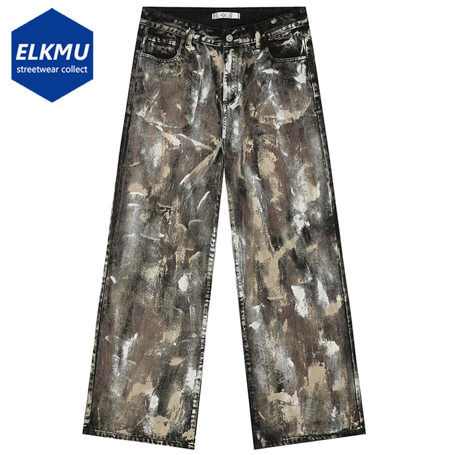 

Men Baggy Jeans Camouflage Straight Denim Pants Harajuku Streetwear Hip Hop Jeans Korean Fashion Man Jeans Trousers