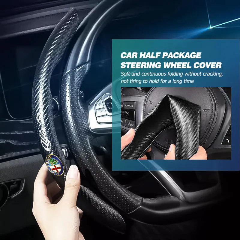 

Universal Car Steering Wheel Cover Breathable Anti Slip Decoration For Alfa Romeo Giulietta GT 159 147 156 Mito Brera Giulia