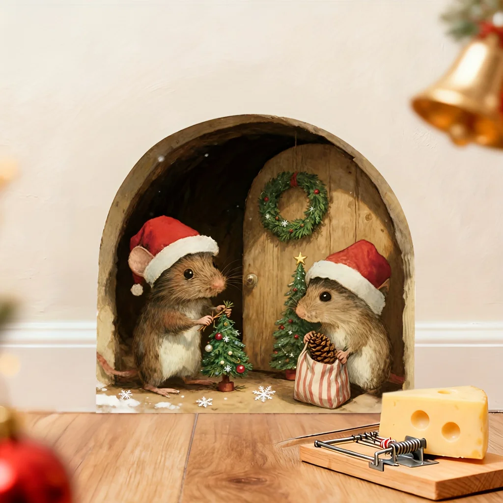 Mouse Wall Stickers Suitable for Christmas - Home Decoration Mural For Kids Bedroom Wallpaper Removable Funny Rats Decals M1647