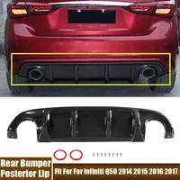 Car Rear Bumper Diffuser Splitter Lip Fit For Infiniti Q50 2014-2017 Car Carbon Fiber Look Rear Bumper Lower Protection Cover